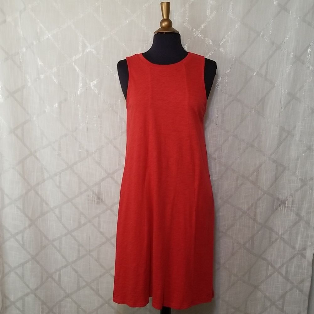 J Jill Dress Womens Size Small Sleeveless Red Stretch Jersey Knit Staple LRD